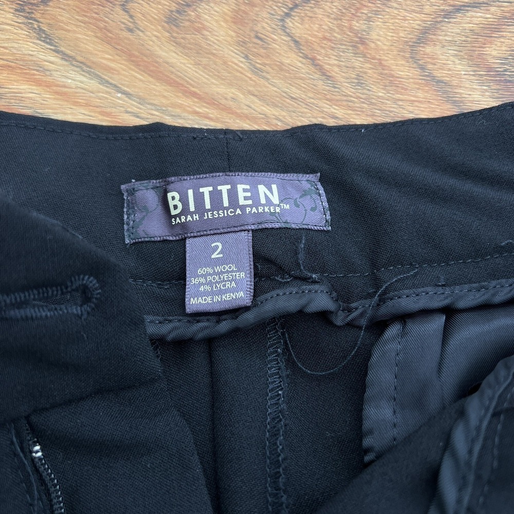 Bitten Sarah Jessica Parker Wool Dress Pants Womens Size 2 Black straight leg - Picture 9 of 11